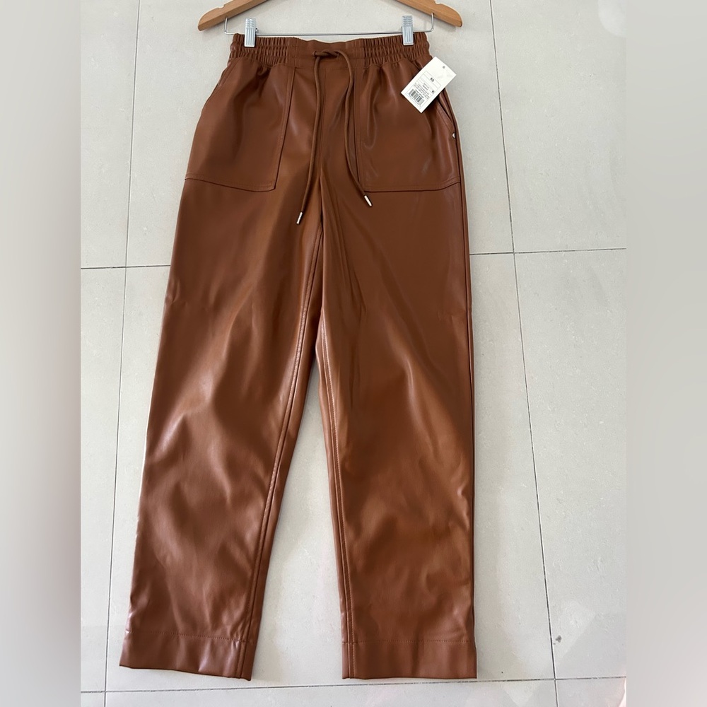 Faux leather Brown Pants jogger style NWT